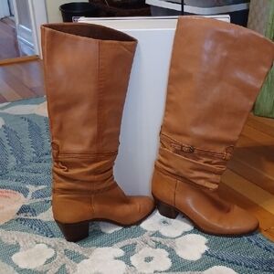 Super Soft, Tan Leather Knee-High Boots, Sz 7 1/², . Made In Brazil.